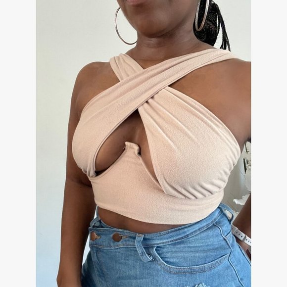 (NWT) Bustier Crop Top - Light Brown - Picture 3 of 5